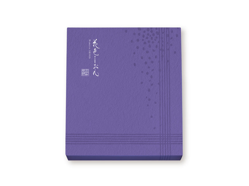 濃い紫色 薬玉の暖簾 花色しおん 夏 12袋入 – 中央軒煎餅